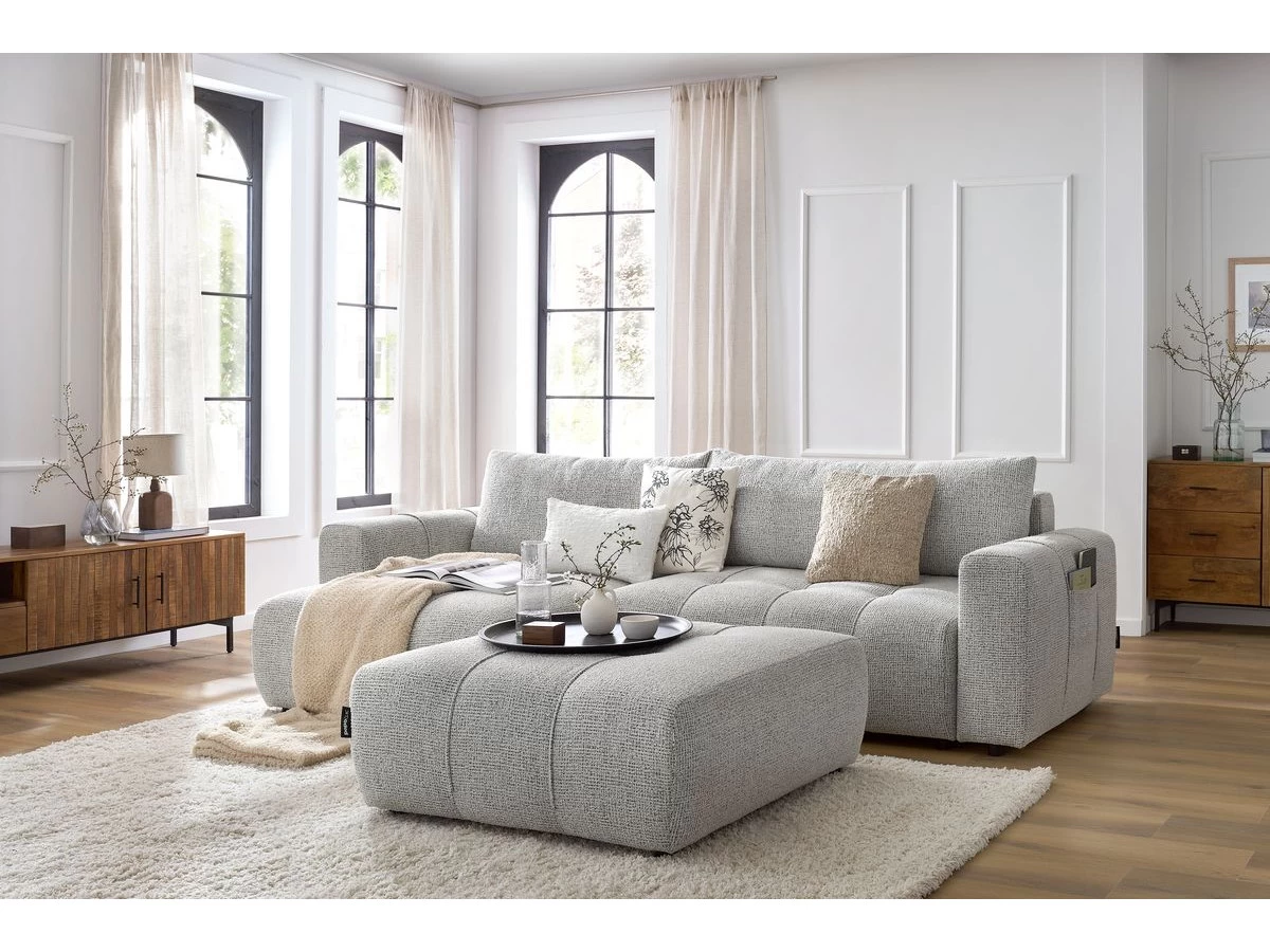 Canapé D'angle Réversible Convertible Coffre ARSENE Avec Pouf 6 Canapé D'angle Réversible Convertible Coffre ARSENE Avec Pouf – Image 4