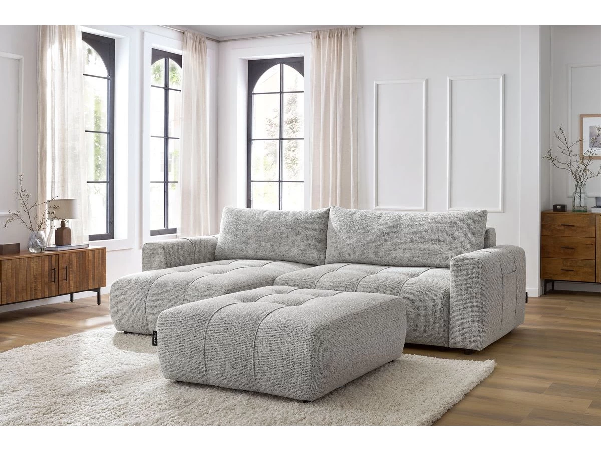 Canapé D'angle Réversible Convertible Coffre ARSENE Avec Pouf 7 Canapé D'angle Réversible Convertible Coffre ARSENE Avec Pouf – Image 5