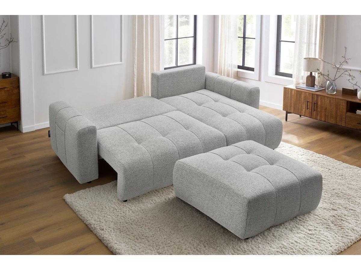 Canapé D'angle Réversible Convertible Coffre ARSENE Avec Pouf 10 Canapé D'angle Réversible Convertible Coffre ARSENE Avec Pouf – Image 8