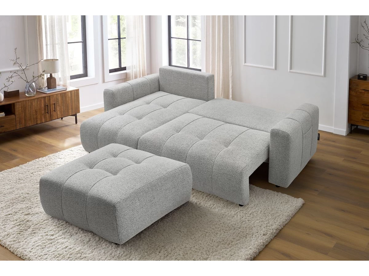 Canapé D'angle Réversible Convertible Coffre ARSENE Avec Pouf 11 Canapé D'angle Réversible Convertible Coffre ARSENE Avec Pouf – Image 9