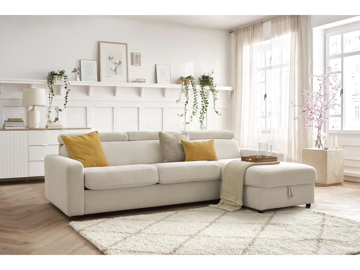 Canapé D'angle Réversible Convertible Coffre MONACO Tissu Lisse 4 Canapé D'angle Réversible Convertible Coffre MONACO Tissu Lisse – Image 2