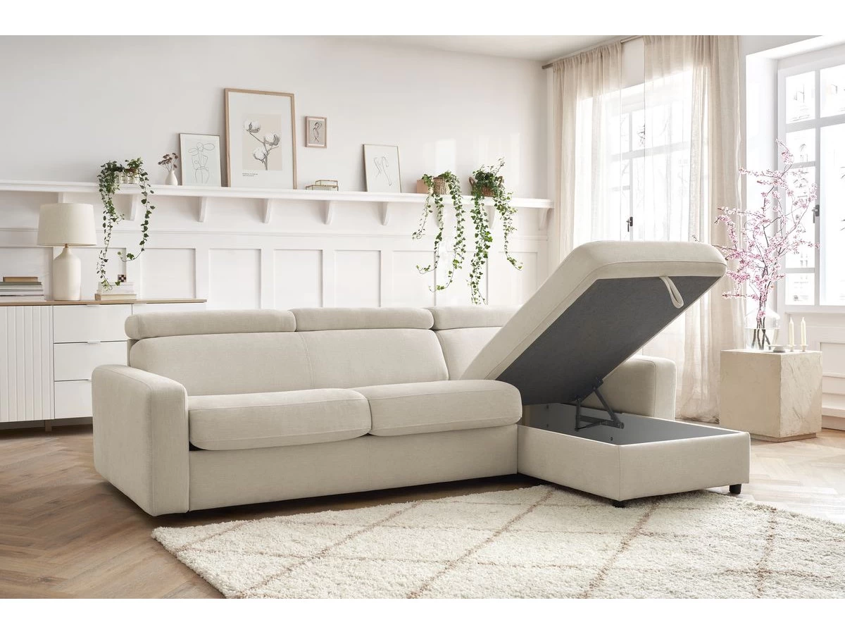 Canapé D'angle Réversible Convertible Coffre MONACO Tissu Lisse 9 Canapé D'angle Réversible Convertible Coffre MONACO Tissu Lisse – Image 7