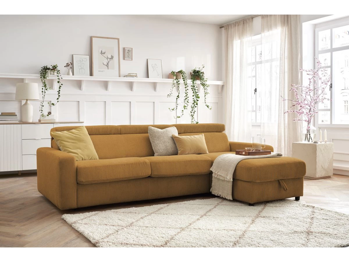 Canapé D'angle Réversible Convertible Coffre MONACO Velours Côtelé 4 Canapé D'angle Réversible Convertible Coffre MONACO Velours Côtelé – Image 2