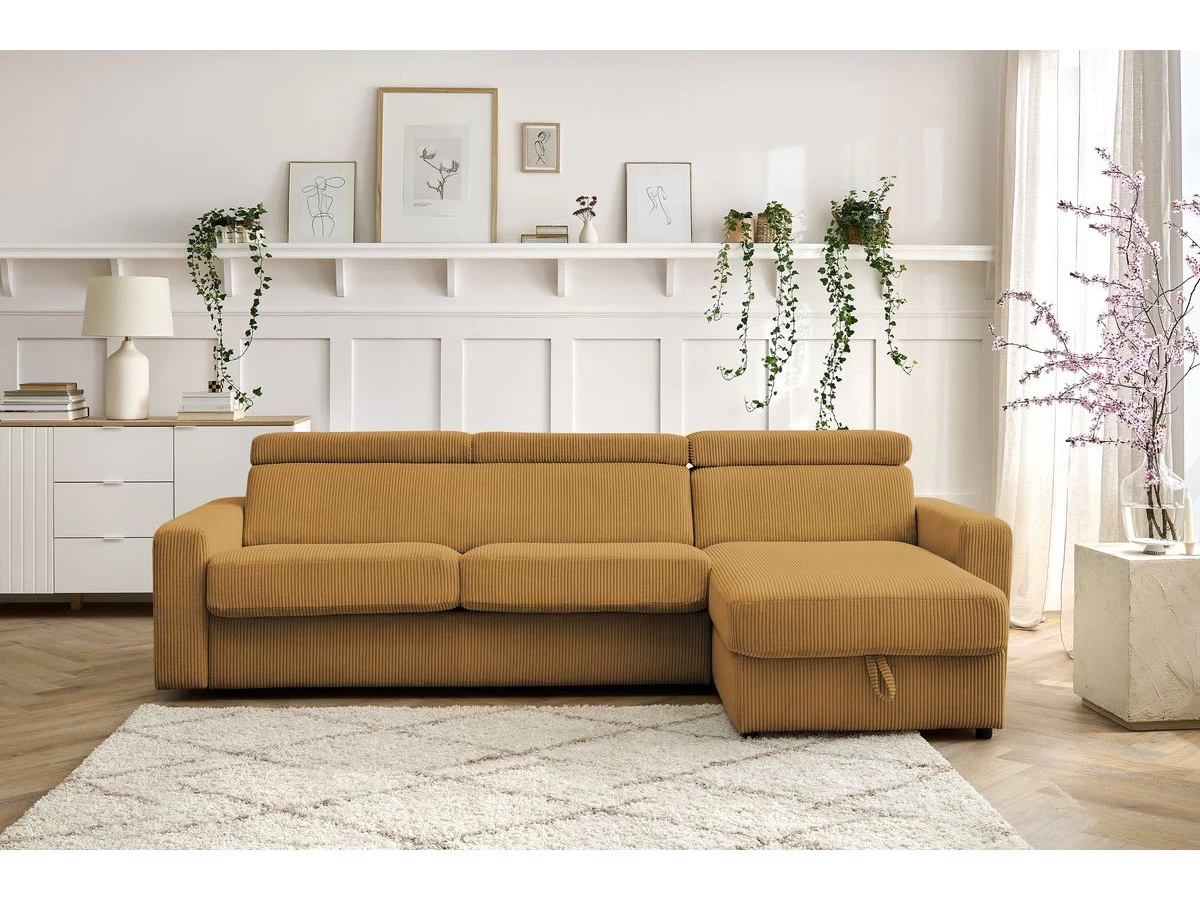 Canapé D'angle Réversible Convertible Coffre MONACO Velours Côtelé 7 Canapé D'angle Réversible Convertible Coffre MONACO Velours Côtelé – Image 5