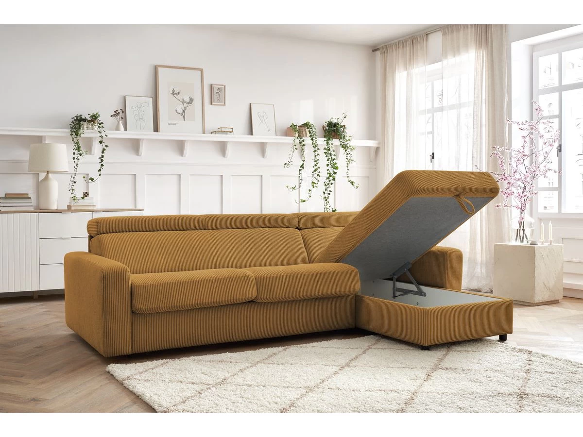 Canapé D'angle Réversible Convertible Coffre MONACO Velours Côtelé 9 Canapé D'angle Réversible Convertible Coffre MONACO Velours Côtelé – Image 7