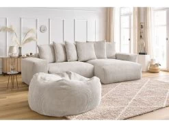 Canapé D'angle Réversible Ultra Moelleux VOLTAIRE Velours Côtelé Avec Pouf -Velvet Magasin canape d angle reversible ultra moelleux voltaire velours cotele avec pouf 3