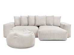 Canapé D'angle Réversible Ultra Moelleux VOLTAIRE Velours Côtelé Avec Pouf -Velvet Magasin canape d angle reversible ultra moelleux voltaire velours cotele avec pouf 5