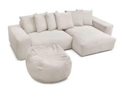 Canapé D'angle Réversible Ultra Moelleux VOLTAIRE Velours Côtelé Avec Pouf -Velvet Magasin canape d angle reversible ultra moelleux voltaire velours cotele avec pouf 6