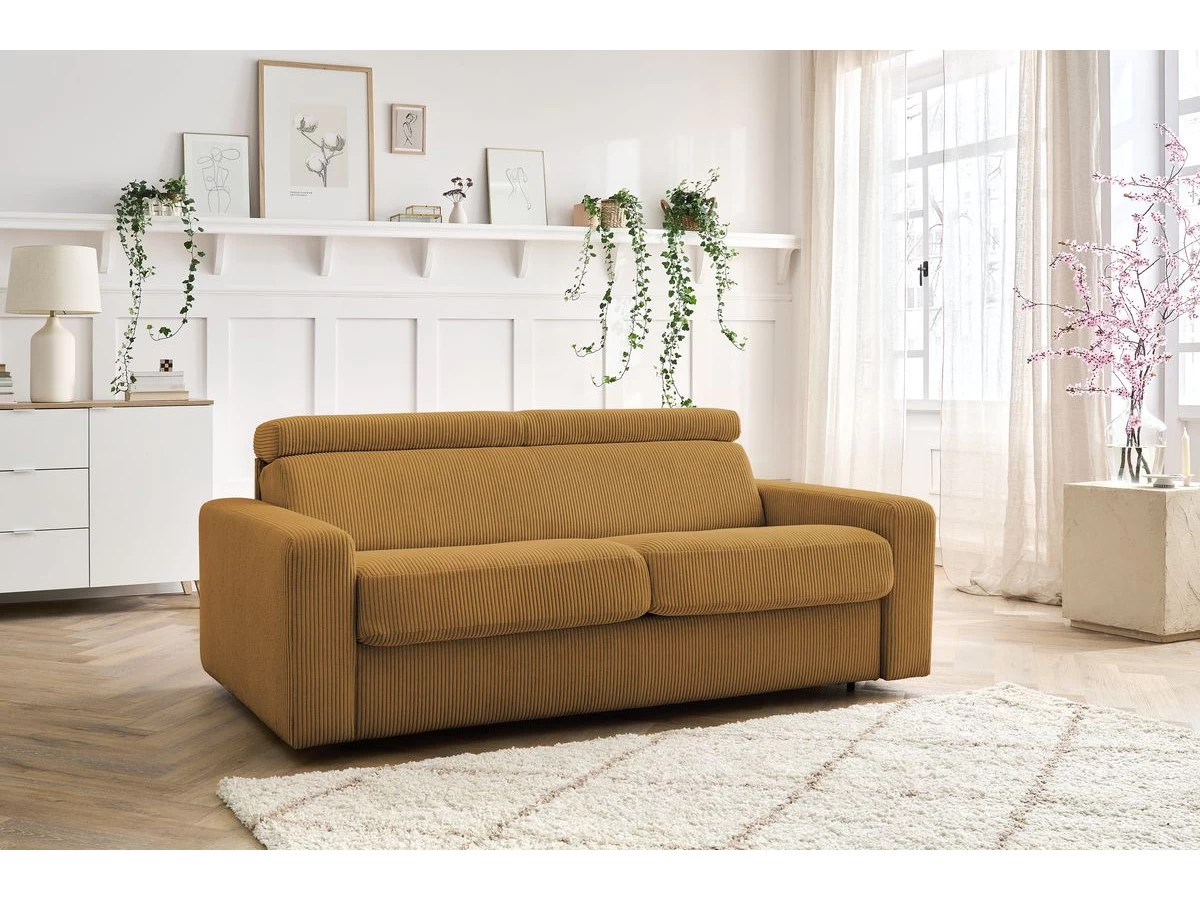 Canapé Droit Convertible MONACO Ouverture Express Velours Côtelé 4 Canapé Droit Convertible MONACO Ouverture Express Velours Côtelé – Image 2