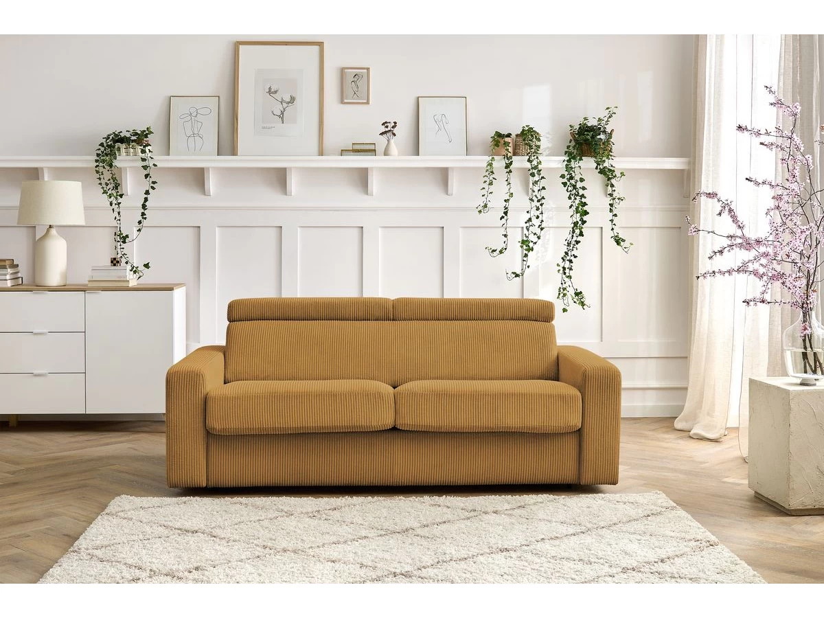 Canapé Droit Convertible MONACO Ouverture Express Velours Côtelé 6 Canapé Droit Convertible MONACO Ouverture Express Velours Côtelé – Image 4