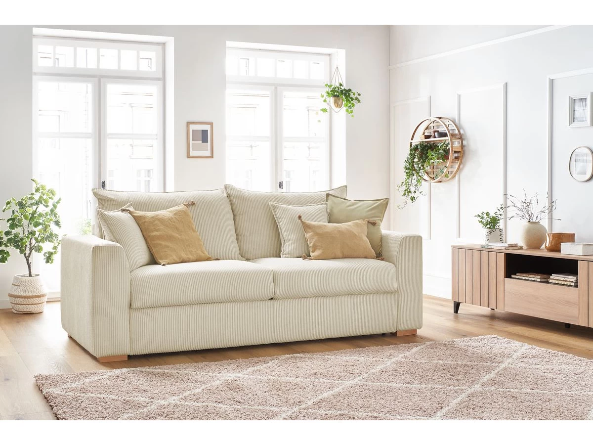 Canapé Droit Convertible Ouverture Express AUGUSTIN Velours Côtelé 4 Canapé Droit Convertible Ouverture Express AUGUSTIN Velours Côtelé – Image 2