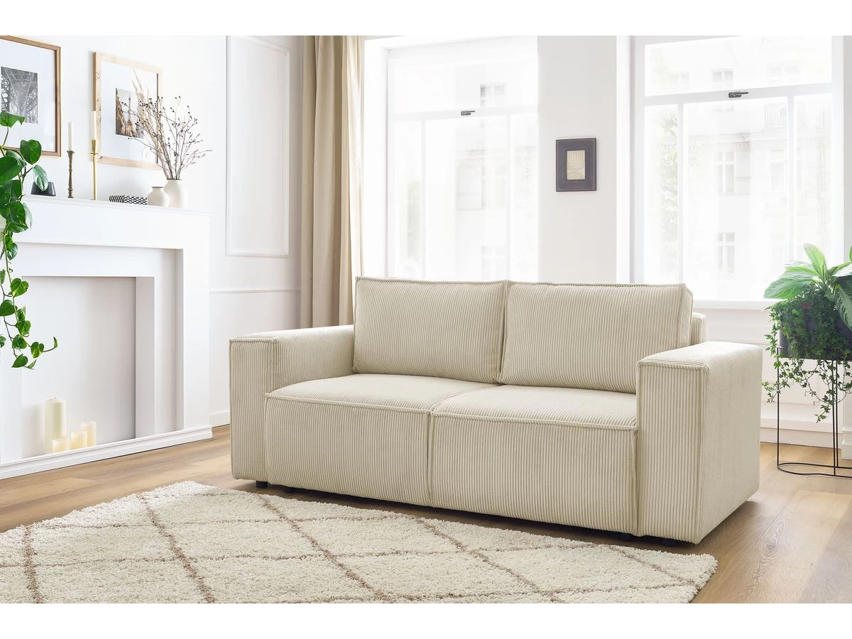 Canapé Droit Fixe 2 Places NIHAD Velours Côtelé 5 Canapé Droit Fixe 2 Places NIHAD Velours Côtelé – Image 3