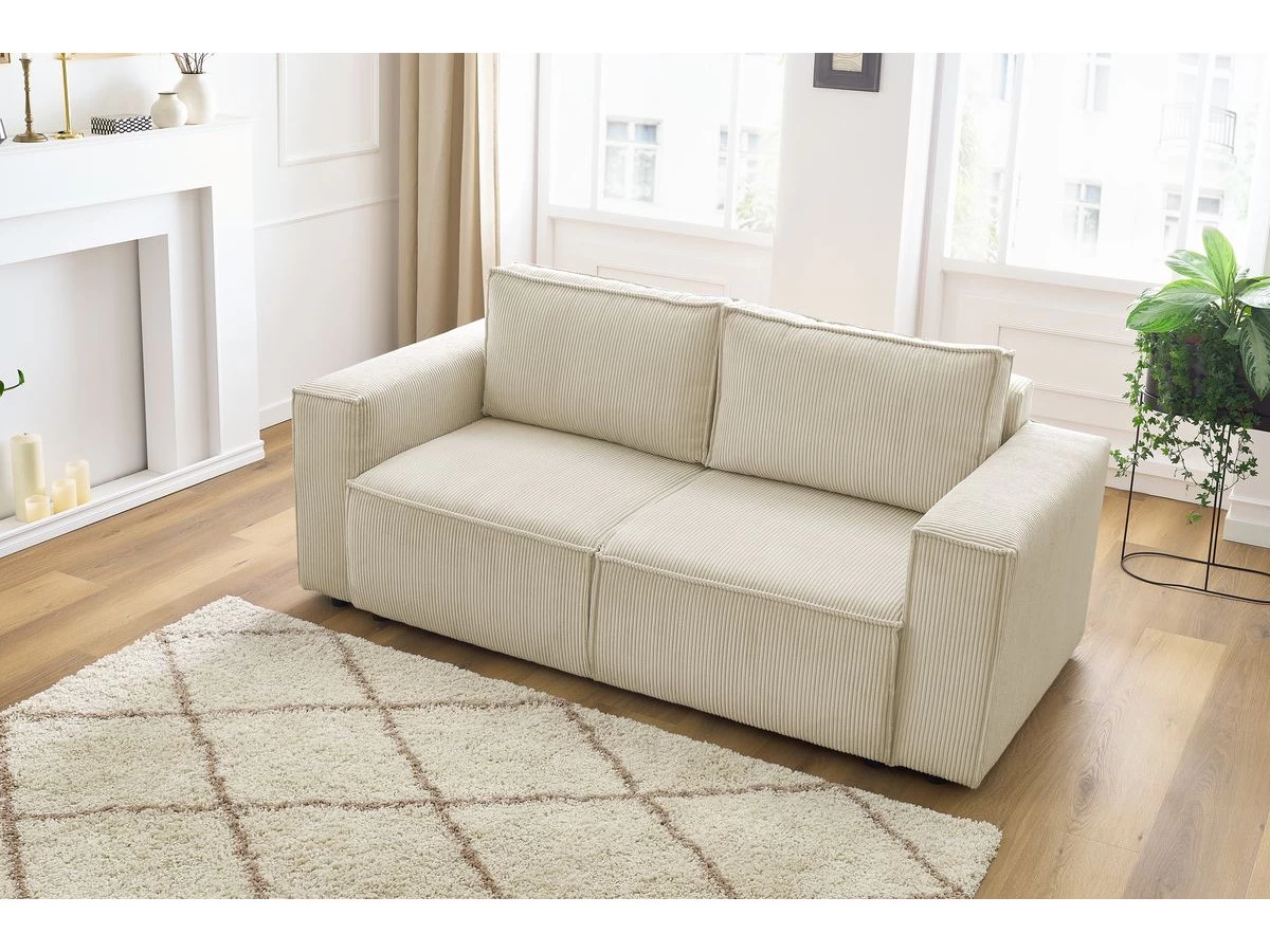 Canapé Droit Fixe 2 Places NIHAD Velours Côtelé 6 Canapé Droit Fixe 2 Places NIHAD Velours Côtelé – Image 4