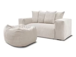 Canapé Droit Fixe 2 Places Ultra Moelleux VOLTAIRE Avec Pouf