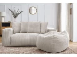 Canapé Droit Fixe 2 Places Ultra Moelleux VOLTAIRE Avec Pouf -Velvet Magasin canape droit fixe 2 places ultra moelleux voltaire avec pouf 3