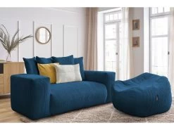 Canapé Droit Fixe 2 Places Ultra Moelleux VOLTAIRE Avec Pouf -Velvet Magasin canape droit fixe 2 places ultra moelleux voltaire avec pouf 8