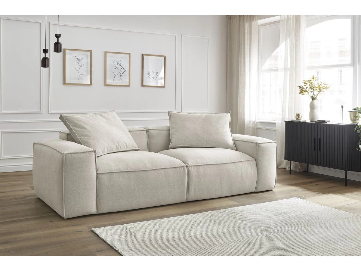 Canapé Droit Fixe 3 Places BOHEME Tissu Chiné 4 Canapé Droit Fixe 3 Places BOHEME Tissu Chiné – Image 2