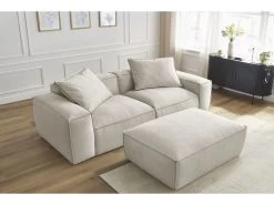 Canapé Droit Fixe 3 Places BOHEME Tissu Chiné Avec Pouf 16 Canapé Droit Fixe 3 Places BOHEME Tissu Chiné Avec Pouf -Velvet Magasin canape droit fixe 3 places boheme tissu chine avec pouf 4