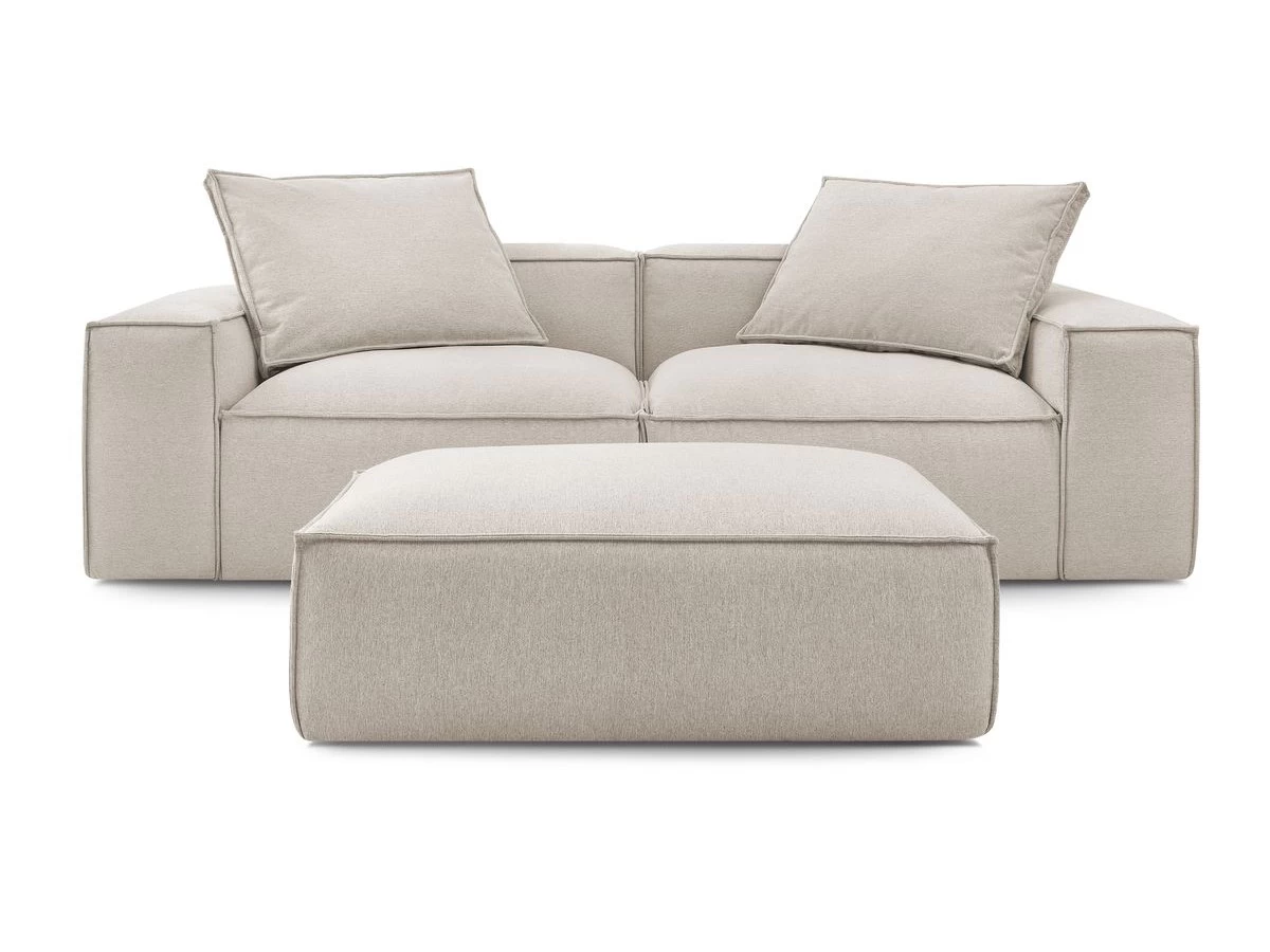 Canapé Droit Fixe 3 Places BOHEME Tissu Chiné Avec Pouf 12 Canapé Droit Fixe 3 Places BOHEME Tissu Chiné Avec Pouf – Image 10