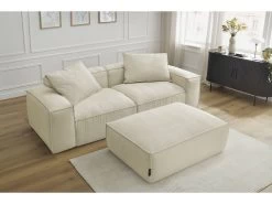 Canapé Droit Fixe 3 Places BOHEME Velours Côtelé Avec Pouf 16 Canapé Droit Fixe 3 Places BOHEME Velours Côtelé Avec Pouf -Velvet Magasin canape droit fixe 3 places boheme velours cotele avec pouf 4