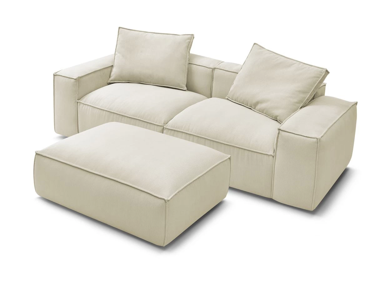 Canapé Droit Fixe 3 Places BOHEME Velours Côtelé Avec Pouf 12 Canapé Droit Fixe 3 Places BOHEME Velours Côtelé Avec Pouf – Image 10