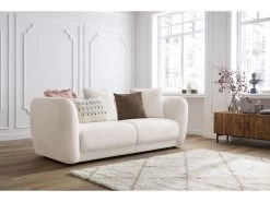 Canapé Droit Fixe 3 Places BOURBON Tissu Bouclette