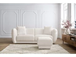 Canapé Droit Fixe 3 Places BOURBON Tissu Bouclette Avec Pouf 14 Canapé Droit Fixe 3 Places BOURBON Tissu Bouclette Avec Pouf -Velvet Magasin canape droit fixe 3 places bourbon tissu bouclette avec pouf 2