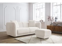 Canapé Droit Fixe 3 Places BOURBON Tissu Bouclette Avec Pouf 15 Canapé Droit Fixe 3 Places BOURBON Tissu Bouclette Avec Pouf -Velvet Magasin canape droit fixe 3 places bourbon tissu bouclette avec pouf 3