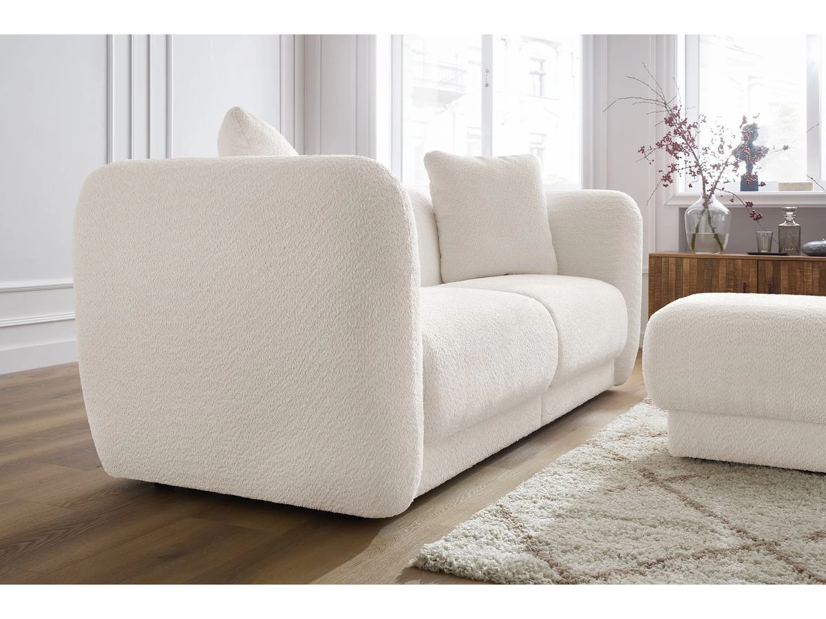 Canapé Droit Fixe 3 Places BOURBON Tissu Bouclette Avec Pouf 9 Canapé Droit Fixe 3 Places BOURBON Tissu Bouclette Avec Pouf – Image 7