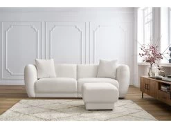 Canapé Droit Fixe 3 Places BOURBON Tissu Texturé Recyclé Avec Pouf -Velvet Magasin canape droit fixe 3 places bourbon tissu texture recycle avec pouf 2