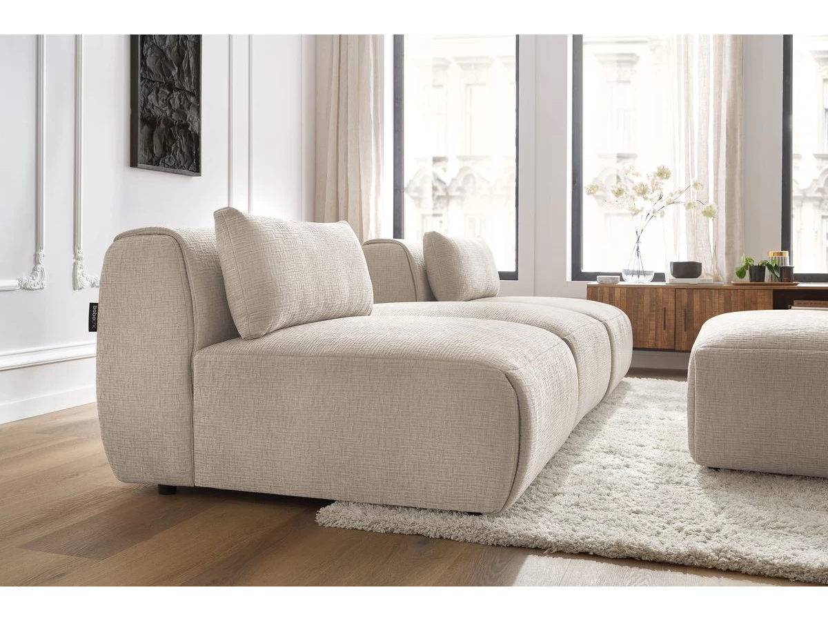 Canapé Droit Fixe 3 Places JEANNE Avec Pouf Tissu Texturé 8 Canapé Droit Fixe 3 Places JEANNE Avec Pouf Tissu Texturé – Image 6