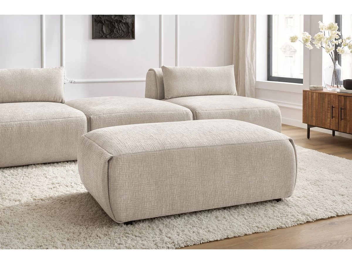 Canapé Droit Fixe 3 Places JEANNE Avec Pouf Tissu Texturé 9 Canapé Droit Fixe 3 Places JEANNE Avec Pouf Tissu Texturé – Image 7