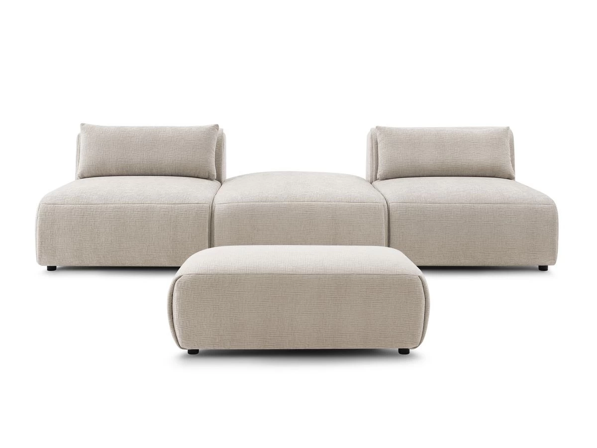 Canapé Droit Fixe 3 Places JEANNE Avec Pouf Tissu Texturé 11 Canapé Droit Fixe 3 Places JEANNE Avec Pouf Tissu Texturé – Image 9