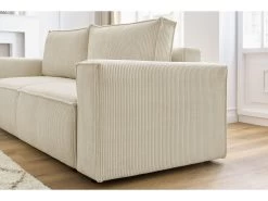 Canapé Droit Fixe 3 Places NIHAD Velours Côtelé -Velvet Magasin canape droit fixe 3 places nihad velours cotele 4