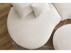 Canapé Droit Fixe 3 Places SAINT-GERMAIN Tissu Bouclette Avec Pouf -Velvet Magasin canape droit fixe 3 places saint germain tissu bouclette avec pouf 6