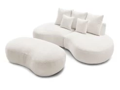 Canapé Droit Fixe 3 Places SAINT-GERMAIN Tissu Bouclette Avec Pouf -Velvet Magasin canape droit fixe 3 places saint germain tissu bouclette avec pouf 8