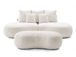 Canapé Droit Fixe 3 Places SAINT-GERMAIN Tissu Bouclette Avec Pouf -Velvet Magasin canape droit fixe 3 places saint germain tissu bouclette avec pouf 9