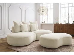 Canapé Droit Fixe 3 Places SAINT-GERMAIN Tissu Texturé Avec Pouf -Velvet Magasin canape droit fixe 3 places saint germain tissu texture avec pouf 2