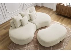 Canapé Droit Fixe 3 Places SAINT-GERMAIN Tissu Texturé Avec Pouf -Velvet Magasin canape droit fixe 3 places saint germain tissu texture avec pouf 4