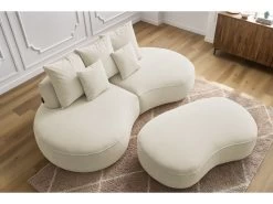 Canapé Droit Fixe 3 Places SAINT-GERMAIN Tissu Texturé Avec Pouf -Velvet Magasin canape droit fixe 3 places saint germain tissu texture avec pouf 5