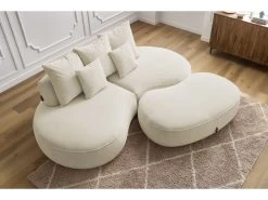 Canapé Droit Fixe 3 Places SAINT-GERMAIN Tissu Texturé Avec Pouf -Velvet Magasin canape droit fixe 3 places saint germain tissu texture avec pouf 6