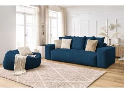 Canapé Droit Fixe 3 Places Ultra Moelleux VOLTAIRE Velours Côtelé Avec Pouf -Velvet Magasin canape droit fixe 3 places ultra moelleux voltaire velours cotele avec pouf 8