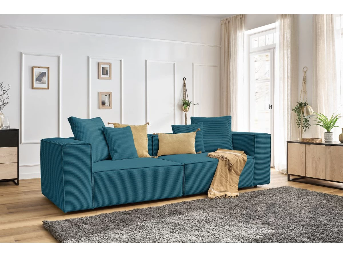 Canapé Droit Fixe 3 Places VAUBAN Velours Côtelé 4 Canapé Droit Fixe 3 Places VAUBAN Velours Côtelé – Image 2