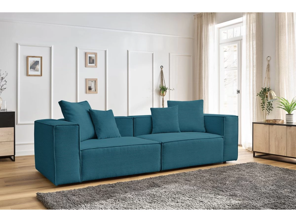 Canapé Droit Fixe 3 Places VAUBAN Velours Côtelé 6 Canapé Droit Fixe 3 Places VAUBAN Velours Côtelé – Image 4