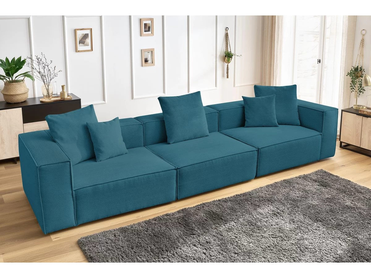 Canapé Droit Fixe Modulable 4 Places VAUBAN Velours Côtelé 7 Canapé Droit Fixe Modulable 4 Places VAUBAN Velours Côtelé – Image 5