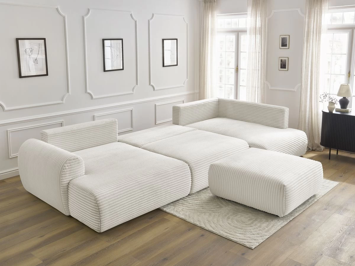 Canapé Panoramique Convertible Coffre LUCIEN Gros Côtelé Doux Avec Pouf 7 Canapé Panoramique Convertible Coffre LUCIEN Gros Côtelé Doux Avec Pouf – Image 5