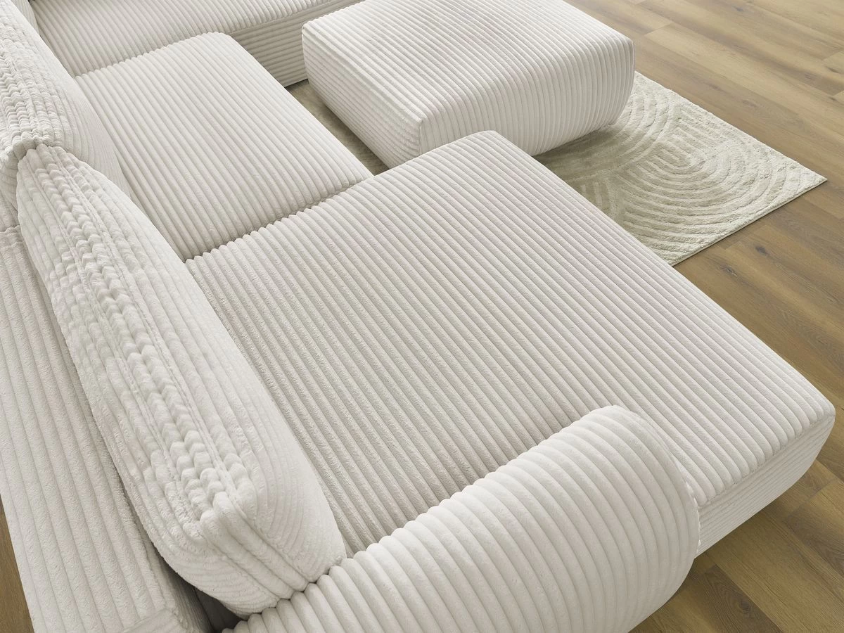 Canapé Panoramique Convertible Coffre LUCIEN Gros Côtelé Doux Avec Pouf 8 Canapé Panoramique Convertible Coffre LUCIEN Gros Côtelé Doux Avec Pouf – Image 6