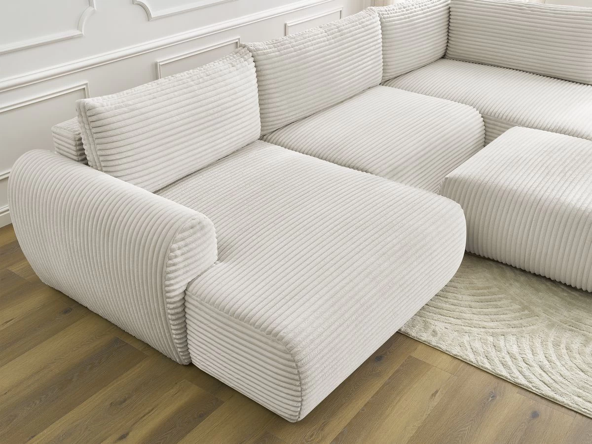 Canapé Panoramique Convertible Coffre LUCIEN Gros Côtelé Doux Avec Pouf 10 Canapé Panoramique Convertible Coffre LUCIEN Gros Côtelé Doux Avec Pouf – Image 8