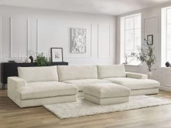 Canapé Panoramique Fixe LEONARD Velours Côtelé Avec Pouf 15 Canapé Panoramique Fixe LEONARD Velours Côtelé Avec Pouf -Velvet Magasin canape panoramique fixe leonard velours cotele avec pouf 3