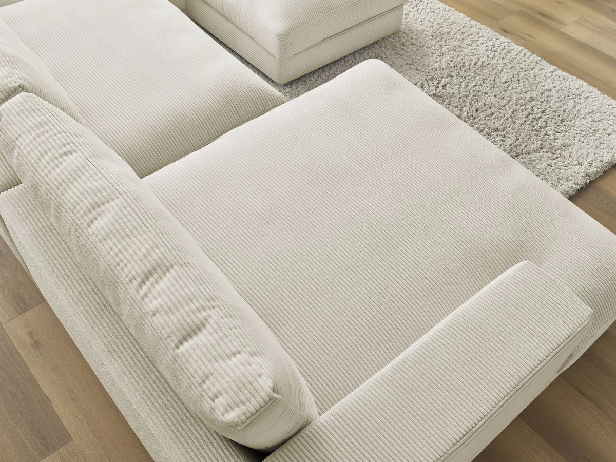 Canapé Panoramique Fixe LEONARD Velours Côtelé Avec Pouf 9 Canapé Panoramique Fixe LEONARD Velours Côtelé Avec Pouf – Image 7